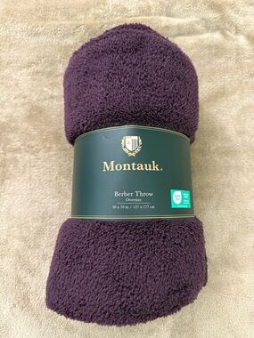 Purple Montauk Plush Oversized Throw, 100% Polyester 50” X 70”
